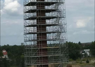 Smoke Tower surrounded by Scaffolding
